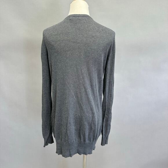 Vintage Y2K DressBarn gray longline argyle print cardigan sweater size large - Picture 8 of 15